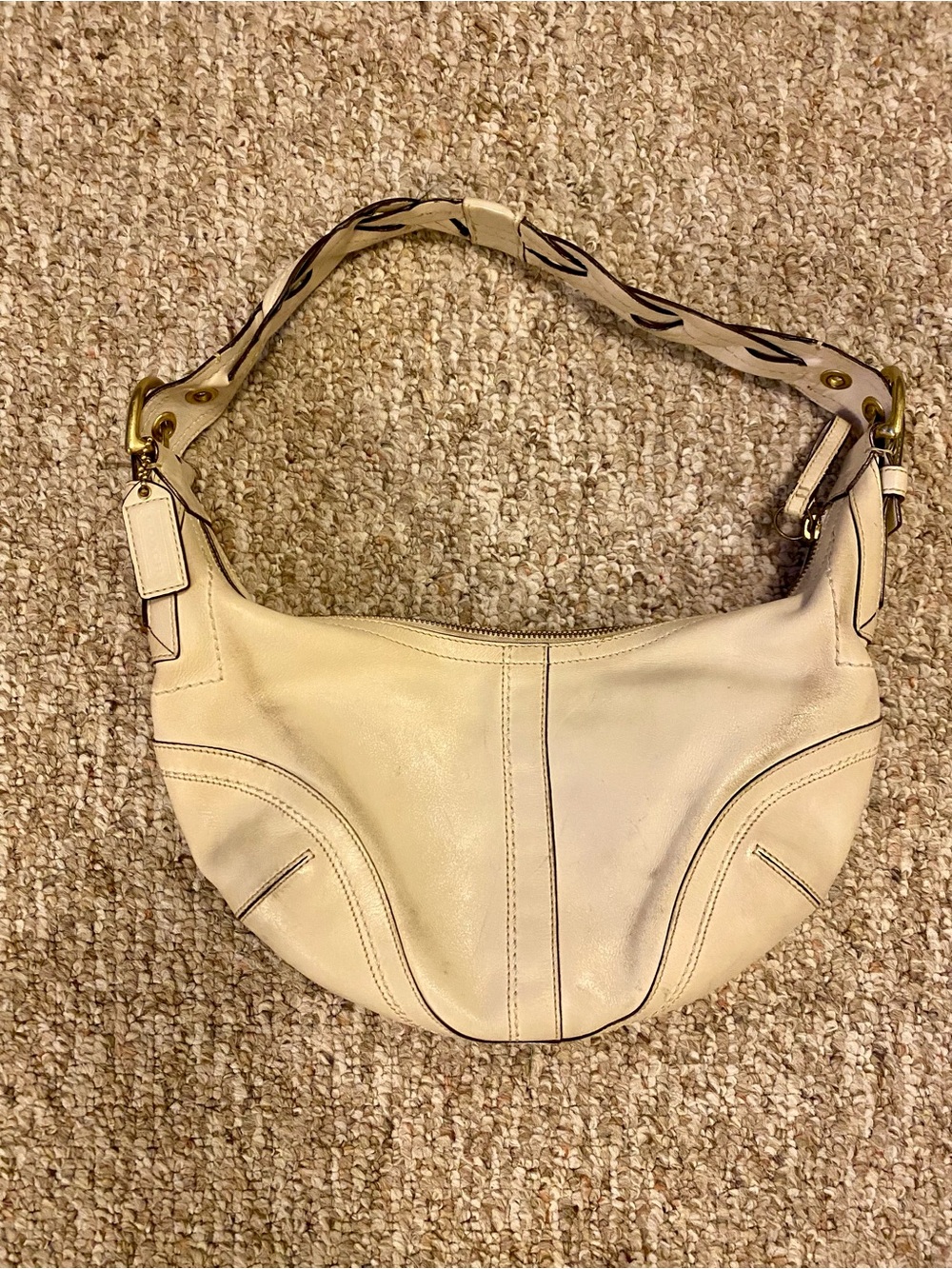 COACH Soho White Leather Braided Hobo Bag | Authentic